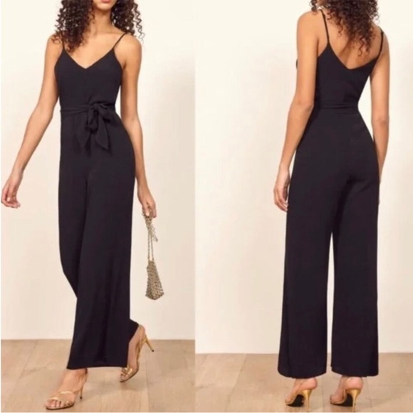 Reformation Milly Black Jumpsuit with Belt Size: XS - Picture 2 of 6